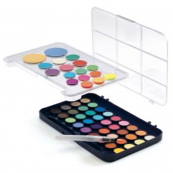 Paintersisters® Acquerello metallizzato, scatola di colore con 16 tonalità e pennello per serbatoio dell'acqua, colori artistici, lucido