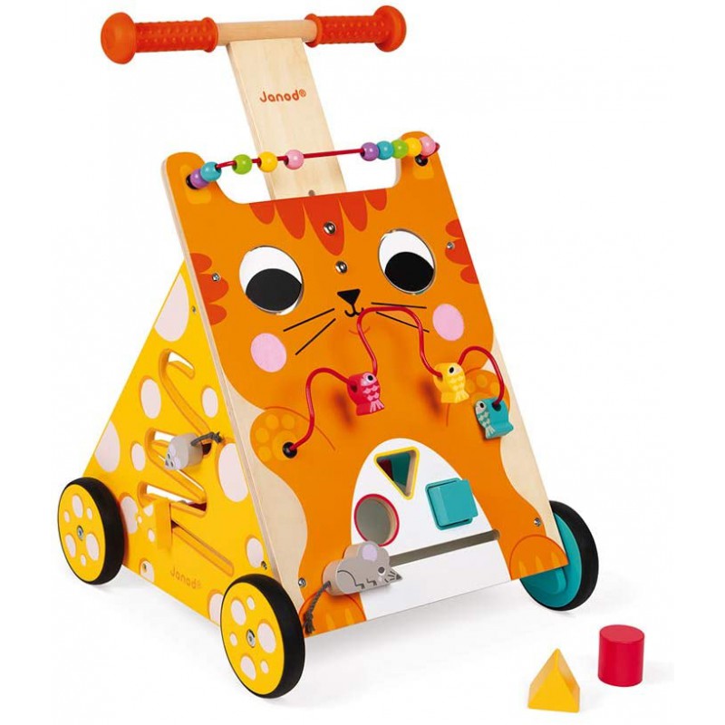 Carrello giocattolo multiattività primi passi in legno per bambini con  giochi